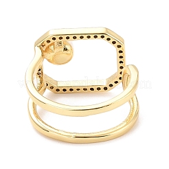Hollow Rectangle Cubic Zirconia Cuff Ring for Mother's Day&nbsp;RJEW-C004-16-RS