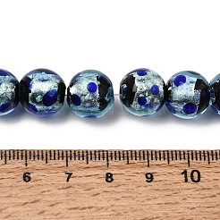 Glow in the Dark Luminous Style Handmade Silver Foil Glass Round Beads&nbsp;FOIL-I006-12mm-02