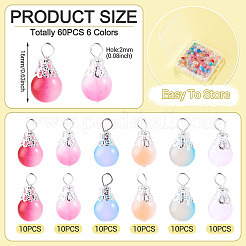60Pcs 6 Colors Glass Pendants&nbsp;PALLOY-TAC0301