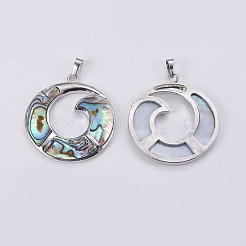 Abalone Shell/Paua Shell Pendants&nbsp;SSHEL-L008-27P