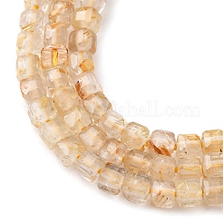 Natural Gold Rutilated Quartz  Beads Strands&nbsp;G-B142-C03-2x2mm