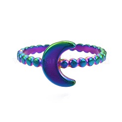 304 Stainless Steel Crescent Moon Cuff Ring&nbsp;RJEW-N038-107