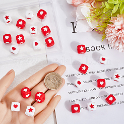 40Pcs 4 Styles Cube with Star Silicone Beads&nbsp;SIL-SP0001-14A