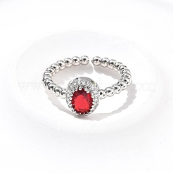 Oval Brass Micro Pave Cubic Zirconia Cuff Bangles & Rings Sets for Women&nbsp;SJEW-R002-03P-02