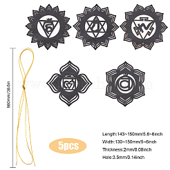 Wooden Bohemian Meditation Energy Symbol Cup Mats&nbsp;DJEW-WH0034-65A