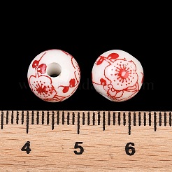 Floral Printed Porcelain Beads&nbsp;PORC-Q202-10mm-1