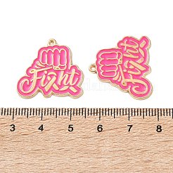 Breast Cancer Awareness Ribbon Zinc Alloy Enamel Pendants&nbsp;ENAM-I079-02G-08
