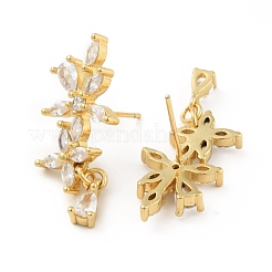 Clear Cubic Zirconia Flower Dangle Stud Earrings&nbsp;EJEW-C035-11G