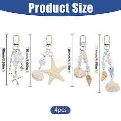 4Pcs 4 Styles Ocean Series Iron & Resin Pendant Decorations&nbsp;MOBA-CO0001-01