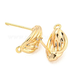 Brass Micro Pave Cubic Zirconia Stud Earring Findings&nbsp;KK-U015-07G