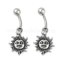 Sun 316 Surgical Stainless Steel Dangle Belly Button Rings&nbsp;EJEW-G416-08AS