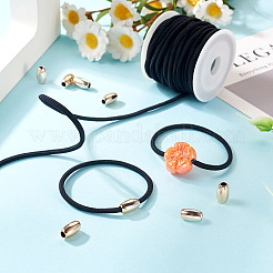 5M Round Nylon Elastic Cord with 100Pcs Gold Plastic Beads&nbsp;DIY-TA0011-37