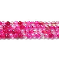 Faceted Natural Striped Agate/Banded Agate Beads Strands&nbsp;G-F447-4mm-H08