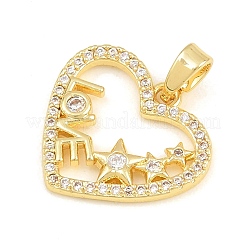 Brass Micro Pave Clear Cubic Zirconia Pendants&nbsp;CU-CBA9B49-01B-G