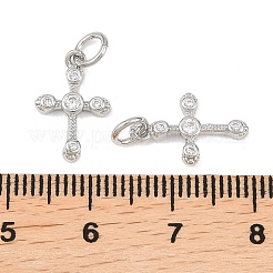 Brass Micro Pave Clear Cubic Zirconia Charms&nbsp;KK-G549-15B-P