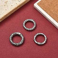3Pcs 3 Styles 316 Surgical Stainless Steel Textured Spring Gate Rings&nbsp;STAS-CJ0003-28