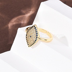 Brass Micro Pave Cubic Zirconia Cuff Open Rings for Women&nbsp;RJEW-K264-09B-G