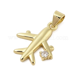 Plane Rack Plating Brass Micro Pave Cubic Zirconia Pendants&nbsp;KK-Z074-20G