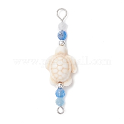 4Pcs 4 Colors Summer Beach Dyed Synthetic Turquoise Connector Charms&nbsp;PALLOY-JF03747-02