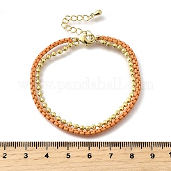 Brass Beaded Double Strand Bracelets&nbsp;BJEW-U040-02G-02
