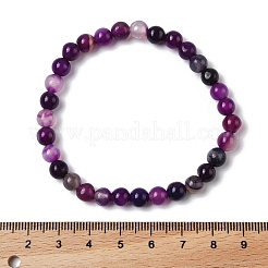 3Pcs 3 Style Natural Amethyst & Black Agate Round Beaded Stretch Bracelets Set&nbsp;PW23030762789