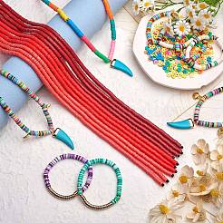 10 Strands 3 Colors Flat Round Handmade Polymer Clay Beads&nbsp;CLAY-SZ0002-03B