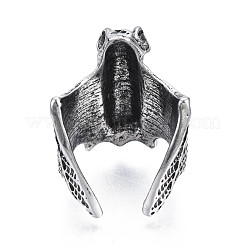 Gothic Punk Bat Alloy Open Cuff Ring for Women&nbsp;RJEW-T009-56AS
