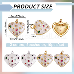 10Pcs 2 Colors Eco-Friendly Brass Micro Pave Cubic Zirconia Pendants&nbsp;KK-GA0002-54
