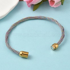 304 Stainless Steel with Polyester Metallic Cord Bracelets for Women&nbsp;BJEW-Z145-01G-28