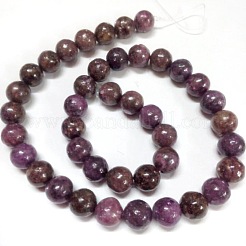 Natural Lepidolite/Purple Mica Stone Round Bead Strands&nbsp;G-L144-10mm-01