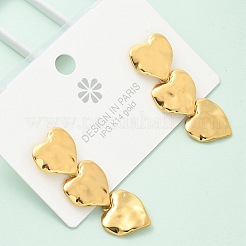 Ion Plating(IP) 304 Stainless Steel Heart Dangle Stud Earrings for Women&nbsp;EJEW-A118-05G