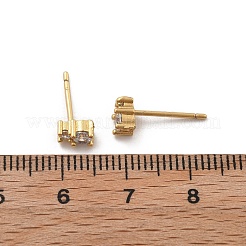Brass Micro Pave Clear Cubic Zirconia Stud Earrings&nbsp;EJEW-R016-01G-02