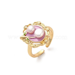 Brass Enamel Cuff Rings&nbsp;RJEW-K291-04G-01