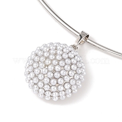 Brass with ABS Imitation Pearl Charm Necklace&nbsp;BJEW-Q350-05D-P