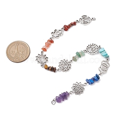 Chakra Natural Red Jasper & Howlite & Tiger Eye & Carnelian & Green Aventurine & Lapis Lazuli & Amethyst Connector Charms&nbsp;FIND-JF00141-02