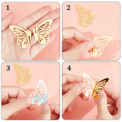 12Pcs 6 Styles Acrylic Mirror Butterfly Cupcake Toppers&nbsp;FIND-CN0001-44