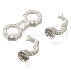 925 Sterling Silver Micro Pave Clear Cubic Zirconia Fold Over Clasps&nbsp;STER-U006-03P