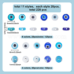 220Pcs 11 Styles Handmade Evil Eye Lampwork Beads&nbsp;LAMP-AR0001-47