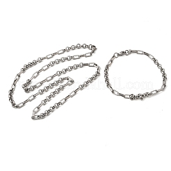 304 Stainless Steel Link Chain Bracelet & Necklace Jewelry Sets&nbsp;SJEW-L199-17P