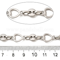304 Stainless Steel Heart and Flat Round Link Chains&nbsp;CHS-C016-25P