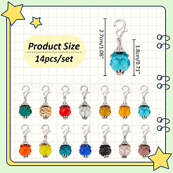 14Pcs 14 Colors Faceted Glass Pendant Locking Stitch Markers&nbsp;HJEW-AB00653