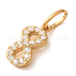 304 Stainless Steel Micro Pave Clear Cubic Zirconia Charms&nbsp;CU-CBA703A-08G