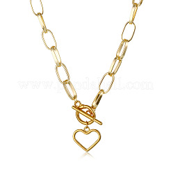 Heart Stainless Steel Pendant Paperclip Chain Necklaces&nbsp;FS-WGB7F21-01