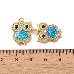 Brass Micro Pave Cubic Zirconia with Synthetic Opal Pendants&nbsp;KK-D096-14G