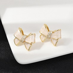Brass Micro Pave Clear Cubic Zirconia Stud Earrings&nbsp;EJEW-H154-13G
