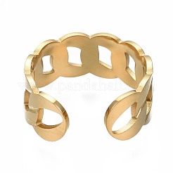 304 Stainless Steel Curb Chain Open Cuff Ring&nbsp;RJEW-T023-41G