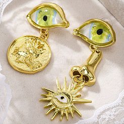 Alloy & Resin Dangle Stud Earrings&nbsp;LS-EJEW-M075-03G