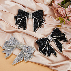 4Pcs 2 Styles Bowknot Velet & Rhinestone Clothing Patches&nbsp;DIY-HS0002-23