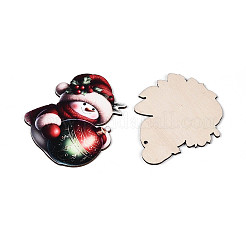 12Pcs Christmas UV Single Face Printed Wood Pendant Decorations&nbsp;WOOD-N020-25