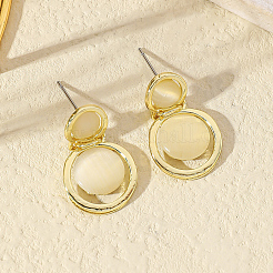 Alloy Cat Eye Flat Round Dangle Stud Earrings&nbsp;DU6919